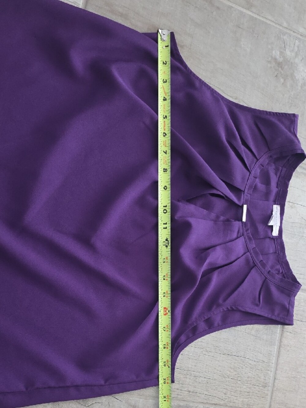 New York & Company Purple Pleated Neck Sleeveless Top - Picture 4 of 7
